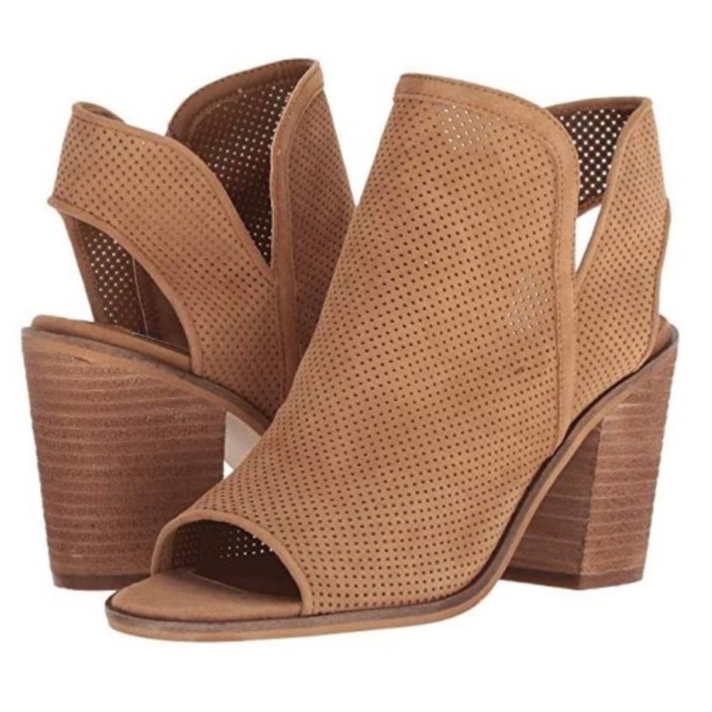 Steve Madden Tan Peep-Toe Ankle Booties